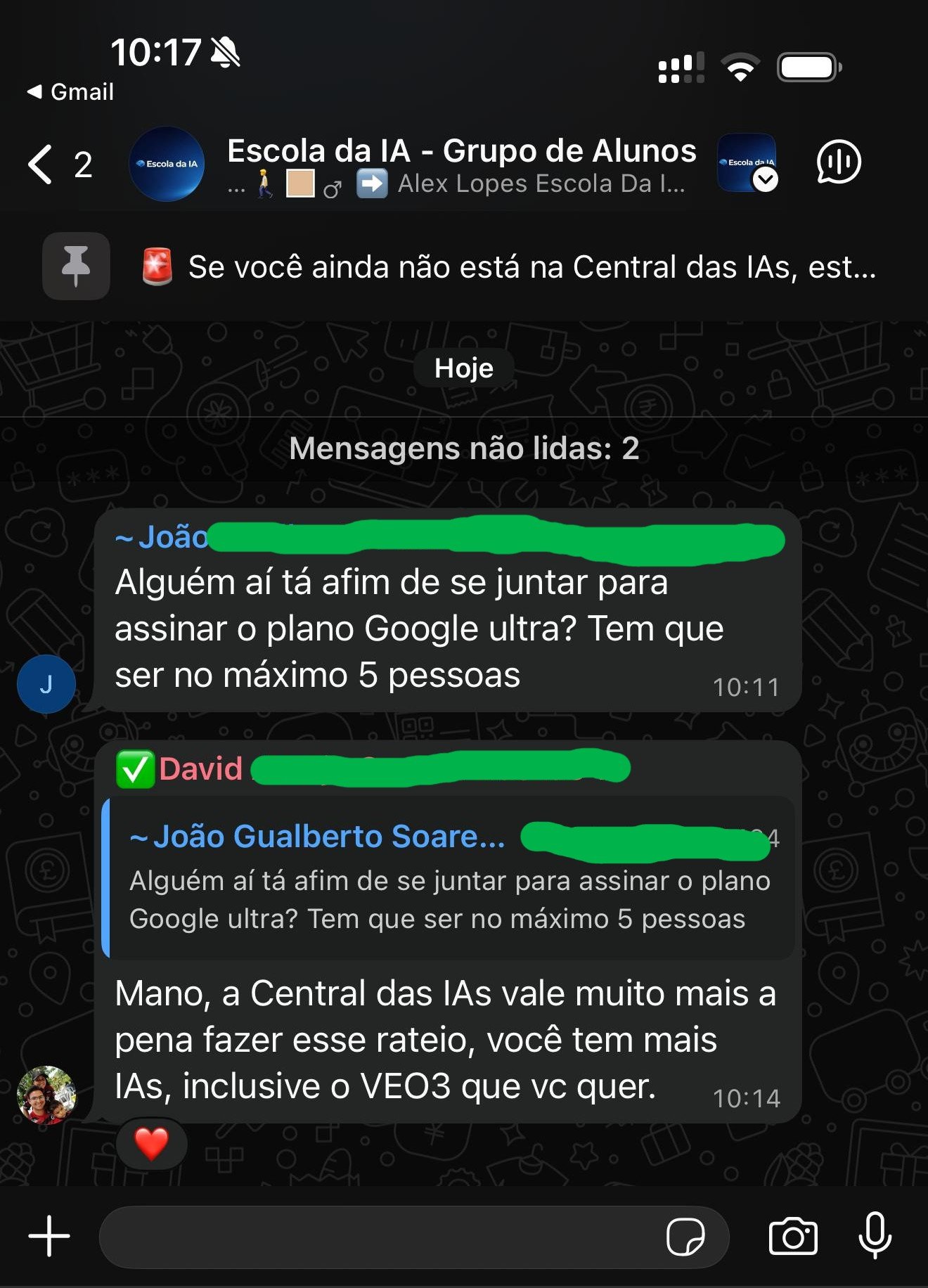 Feedback de assinante da Central das IAs